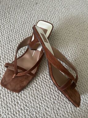 Dolce Vita Brown Suede Square-Toe Slingback Sandals